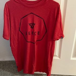 Mens red Veece T-shirt, size large
